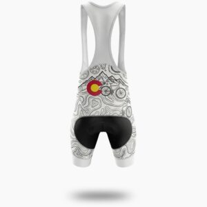 Colorado Bike Men's Jersey, Bicycle Parts Pattern Cycling Jersey - Bib Shorts-White