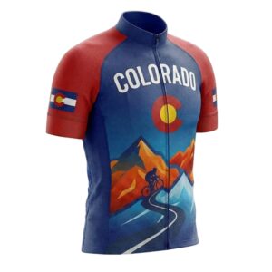 Colorado Cycling Jersey, Mountain Colorado Bike Men's Jersey - Short Sleeve Cycling Jersey-White