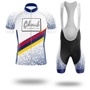 Colorado Cycling Short Sleeve Jersey, Colorado State Map Cycling Jersey Bib Short - Short Sleeve Cycling Jersey Kit-White