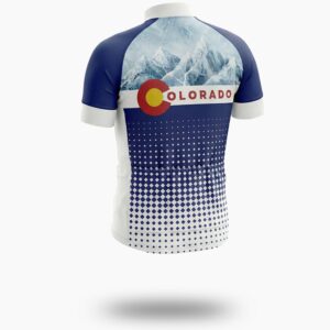 Colorado Halftone Pattern Cycling Jersey For Men, Gift For Cyclist In Colorado - Short Sleeve Cycling Jersey-White