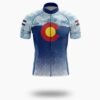 Colorado Icy Mountain Cycling Jersey, Men's Colorado Bike Jersey Full Kit - Short Sleeve Cycling Jersey-White