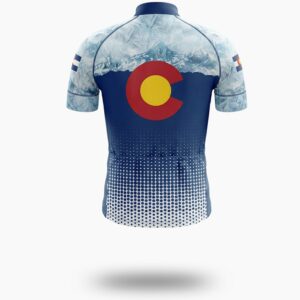Colorado Icy Mountain Cycling Jersey, Men's Colorado Bike Jersey Full Kit - Short Sleeve Cycling Jersey-White