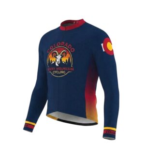 Colorado Rocky Mountain Long Sleeve Cycling Jersey, Colorado Bighorn Sheep Bike Long Jersey - Long Sleeve Cycling Jersey-White