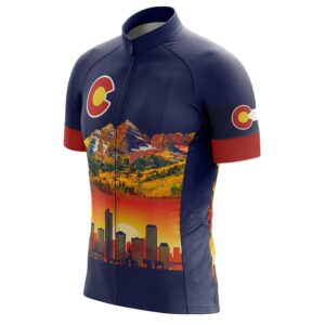 Colorado State Men's Cycling Jersey, Colorado Mountain Bike Jersey - Short Sleeve Cycling Jersey-White