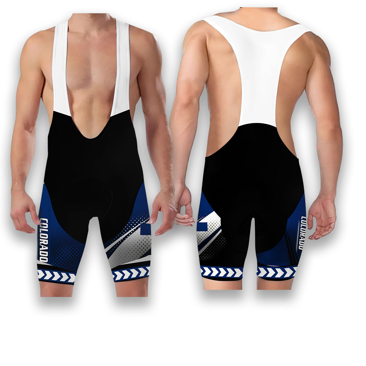 Colorado States Cycling Jersey, Maps Haftone Vintage Pattern Men Women Jersey Full Kit - Bib Shorts-White