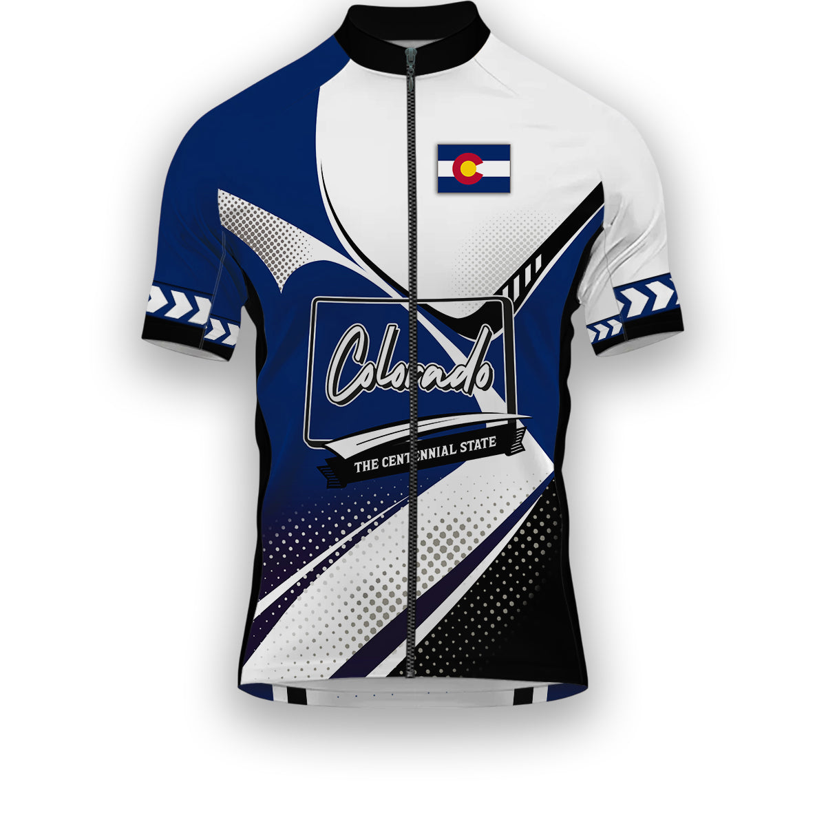 Colorado States Cycling Jersey, Maps Haftone Vintage Pattern Men Women Jersey Full Kit - Short Sleeve Cycling Jersey-White