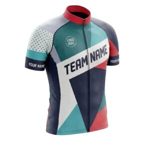 Colorful Men's Cycling Jersey Custom Team Name, Custom Logo Cycling Jersey - Short Sleeve Cycling Jersey-White