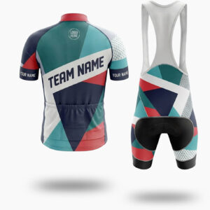 Colorful Men's Cycling Jersey Custom Team Name, Custom Logo Cycling Jersey - Short Sleeve Cycling Jersey Kit-White