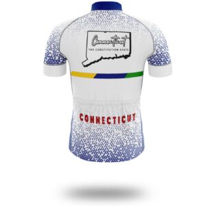 Connecticut Cycling Short Jersey, Connecticut Map Cycling Jersey Short Sleeve and Bib Short - Short Sleeve Cycling Jersey-White