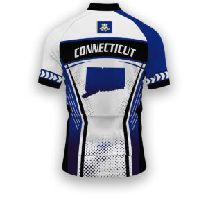 Connecticut States Cycling Jersey, Maps Haftone Vintage Pattern Men Women Jersey Full Kit - Short Sleeve Cycling Jersey-White