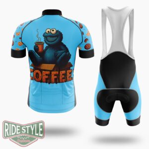 Cookie Monster And Coffee Pop Cycling Jersey Kit, Bicycle Clothing - Short Sleeve Cycling Jersey Kit-White