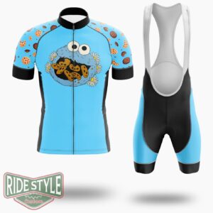 Cookie Monster And Daisies Cycling Jersey Kit, Bicycle Clothing - Short Sleeve Cycling Jersey Kit-White