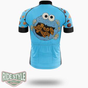 Cookie Monster And Daisies Cycling Jersey Kit, Bicycle Clothing - Short Sleeve Cycling Jersey-White
