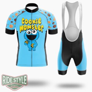 Cookie Monster Black Cycling Jersey Kit, Bicycle Clothing - Short Sleeve Cycling Jersey Kit-White