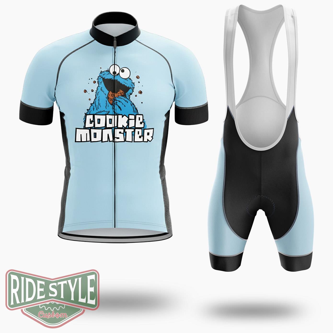 Cookie Monster Cycling Jersey Kit - Short Sleeve Cycling Jersey Kit-White