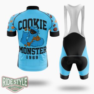 Cookie Monster Collegiate 1969 Cycling Jersey Kit, Bicycle Clothing - Short Sleeve Cycling Jersey Kit-White