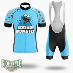 Cookie Monster Eat Cycling Jersey Kit, Bicycle Clothing - Short Sleeve Cycling Jersey Kit-White