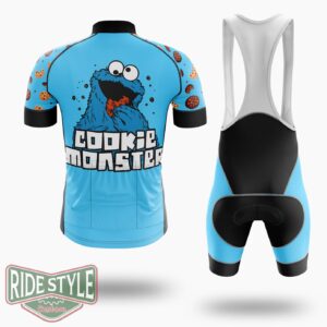 Cookie Monster Eat Cycling Jersey Kit, Bicycle Clothing - Short Sleeve Cycling Jersey Kit-White