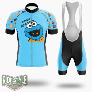 Cookie Monster Funny Cycling Jersey Kit, Bicycle Clothing - Short Sleeve Cycling Jersey Kit-White