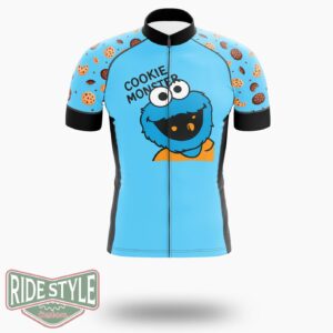 Cookie Monster Funny Cycling Jersey Kit, Bicycle Clothing - Short Sleeve Cycling Jersey-White