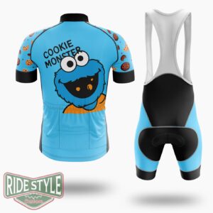 Cookie Monster Funny Cycling Jersey Kit, Bicycle Clothing - Short Sleeve Cycling Jersey Kit-White