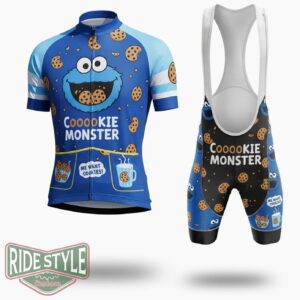 Cookie Monster, Me Want Cookies Cycling Jersey Kit - Short Sleeve Cycling Jersey Kit-White