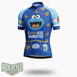 Cookie Monster, Me Want Cookies Cycling Jersey Kit - Short Sleeve Cycling Jersey-White