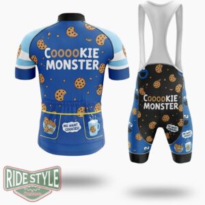 Cookie Monster, Me Want Cookies Cycling Jersey Kit - Short Sleeve Cycling Jersey Kit-White