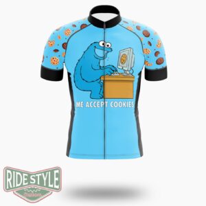 Cookie Monster Pixel Art Sweatshirt, Funny Geek Cycling Jersey Kit, Bicycle Clothing - Short Sleeve Cycling Jersey-White