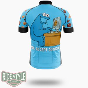 Cookie Monster Pixel Art Sweatshirt, Funny Geek Cycling Jersey Kit, Bicycle Clothing - Short Sleeve Cycling Jersey-White