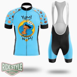 Cookie Monster Yum Mnm Cycling Jersey Kit, Bicycle Clothing - Short Sleeve Cycling Jersey Kit-White