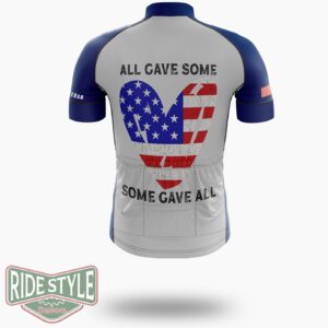 Cool Usa Flag American Patriotic Heart Armed Forces Memorial Day Cycling Jersey Kit - Short Sleeve Cycling Jersey-White