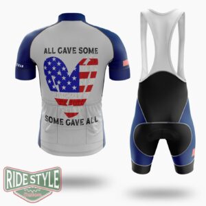 Cool Usa Flag American Patriotic Heart Armed Forces Memorial Day Cycling Jersey Kit - Short Sleeve Cycling Jersey Kit-White