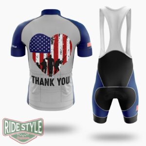 Cool Usa Flag Heart American Patriotic Armed Forces Memorial Day Cycling Jersey Kit - Short Sleeve Cycling Jersey Kit-White