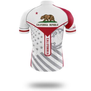 Custom California State Flag Cycling Kit, Cycling Personalized Name Jersey - Short Sleeve Cycling Jersey-White