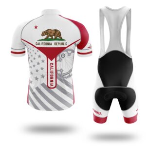 Custom California State Flag Cycling Kit, Cycling Personalized Name Jersey - Short Sleeve Cycling Jersey Kit-White