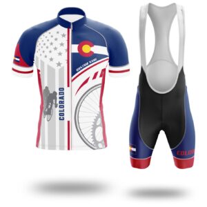 Custom Colorado State Flag Cycling Kit, Cycling Personalized Name Jersey - Short Sleeve Cycling Jersey Kit-White