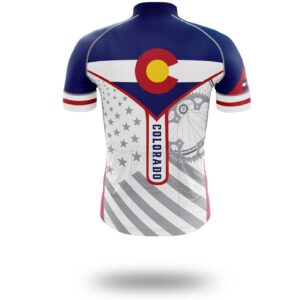 Custom Colorado State Flag Cycling Kit, Cycling Personalized Name Jersey - Short Sleeve Cycling Jersey-White