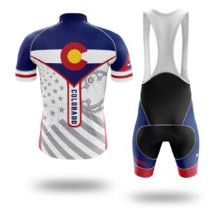 Custom Colorado State Flag Cycling Kit, Cycling Personalized Name Jersey - Short Sleeve Cycling Jersey Kit-White