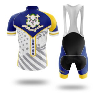 Custom Connecticut State Flag Cycling Kit, Cycling Personalized Name Jersey - Short Sleeve Cycling Jersey Kit-White