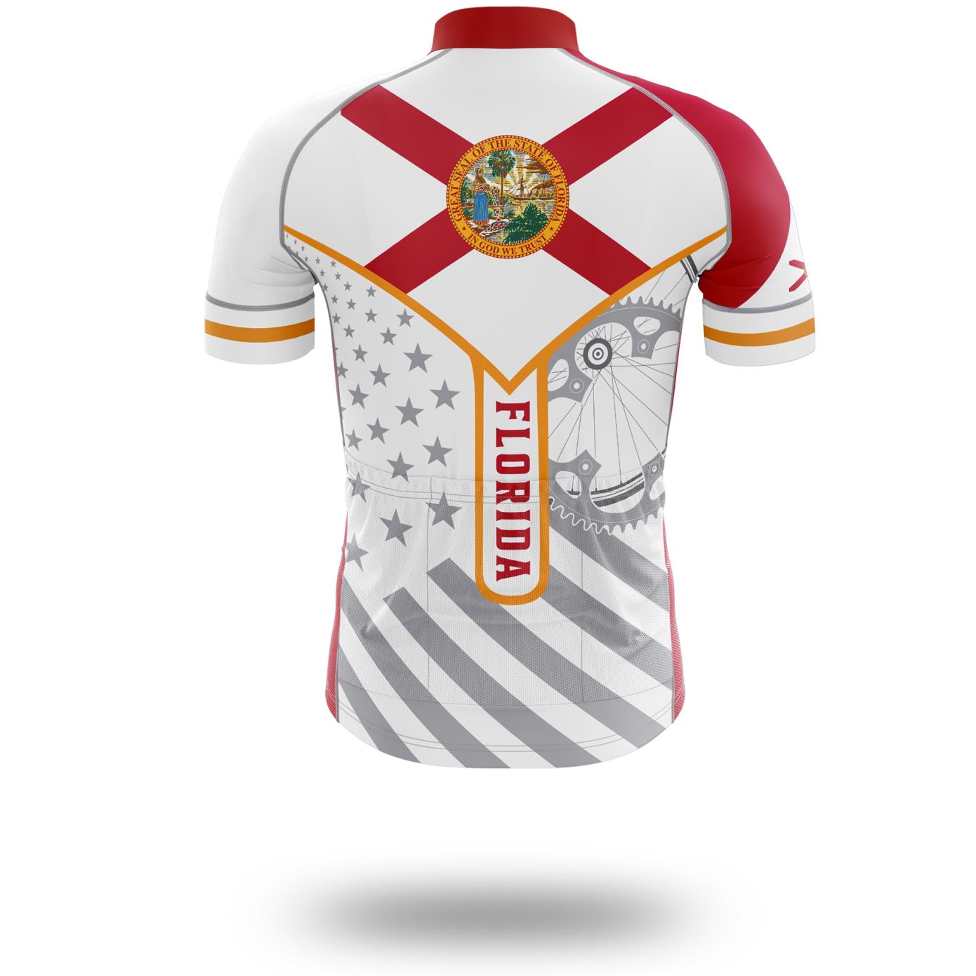 Custom Florida State Flag Cycling Kit, Cycling Personalized Name Jersey - Short Sleeve Cycling Jersey-White