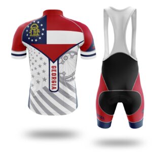Custom Georgia State Flag Cycling Kit, Cycling Personalized Name Jersey - Short Sleeve Cycling Jersey Kit-White