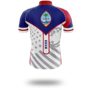 Custom Guam State Flag Cycling Kit, Cycling Personalized Name Jersey - Short Sleeve Cycling Jersey-White