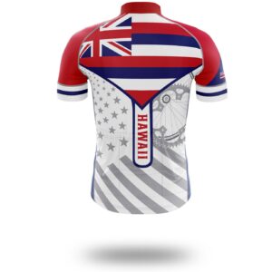 Custom Hawaii State Flag Cycling Kit, Cycling Personalized Name Jersey - Short Sleeve Cycling Jersey-White
