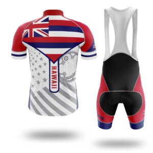 Custom Hawaii State Flag Cycling Kit, Cycling Personalized Name Jersey - Short Sleeve Cycling Jersey Kit-White
