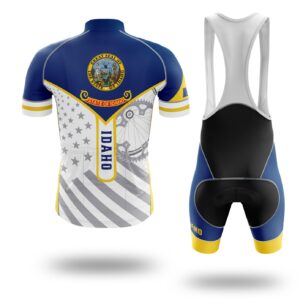 Custom Idaho State Flag Cycling Kit, Cycling Personalized Name Jersey - Short Sleeve Cycling Jersey Kit-White