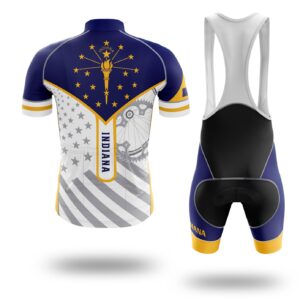 Custom Indiana State Flag Cycling Kit, Cycling Personalized Name Jersey - Short Sleeve Cycling Jersey Kit-White