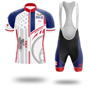 Custom Iowa State Flag Cycling Kit, Cycling Personalized Name Jersey - Short Sleeve Cycling Jersey Kit-White