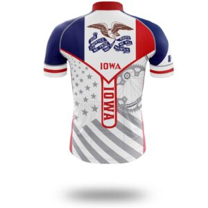 Custom Iowa State Flag Cycling Kit, Cycling Personalized Name Jersey - Short Sleeve Cycling Jersey-White