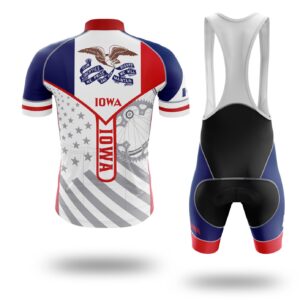 Custom Iowa State Flag Cycling Kit, Cycling Personalized Name Jersey - Short Sleeve Cycling Jersey Kit-White